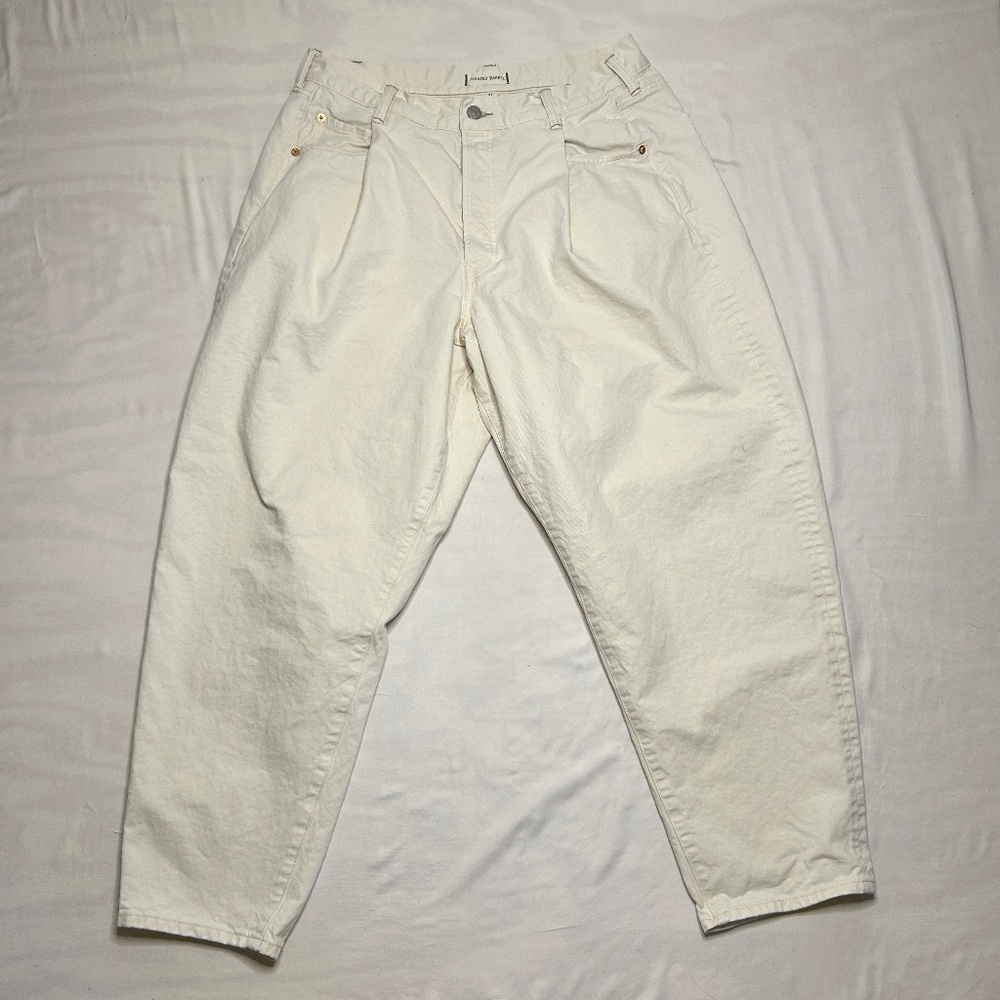 American Eagle Outfitters Cream Wide Leg Jeans